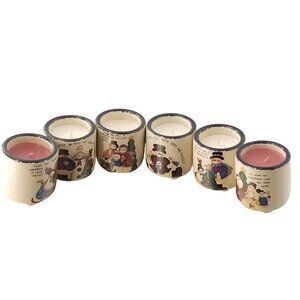 Votives Snowman Family Friends Candle Crocks AND Candles Merry Christmas Set